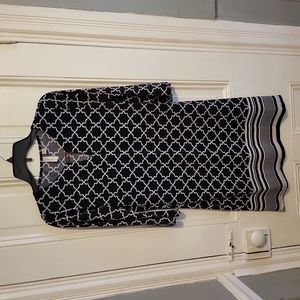 Tacera Black and White Long Sleeve Dress